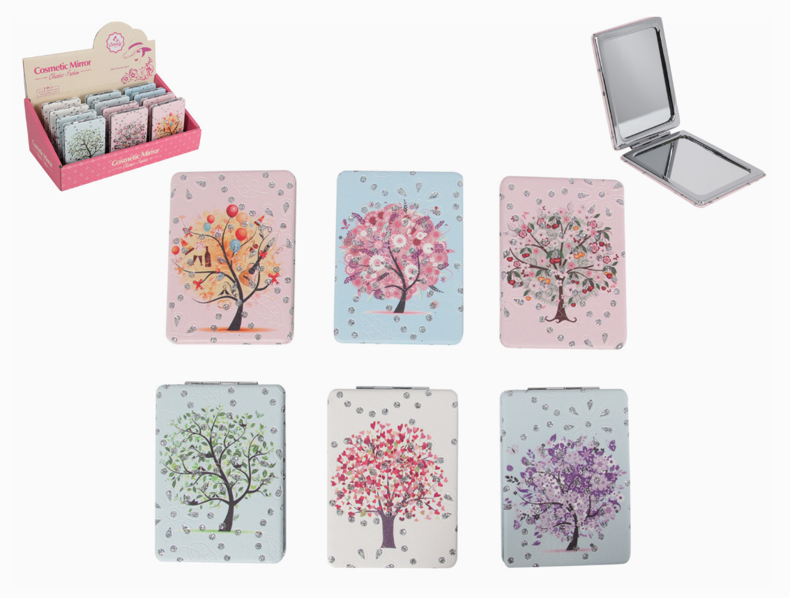Compact Mirror. Rhinestone Featured Tree Of Life.