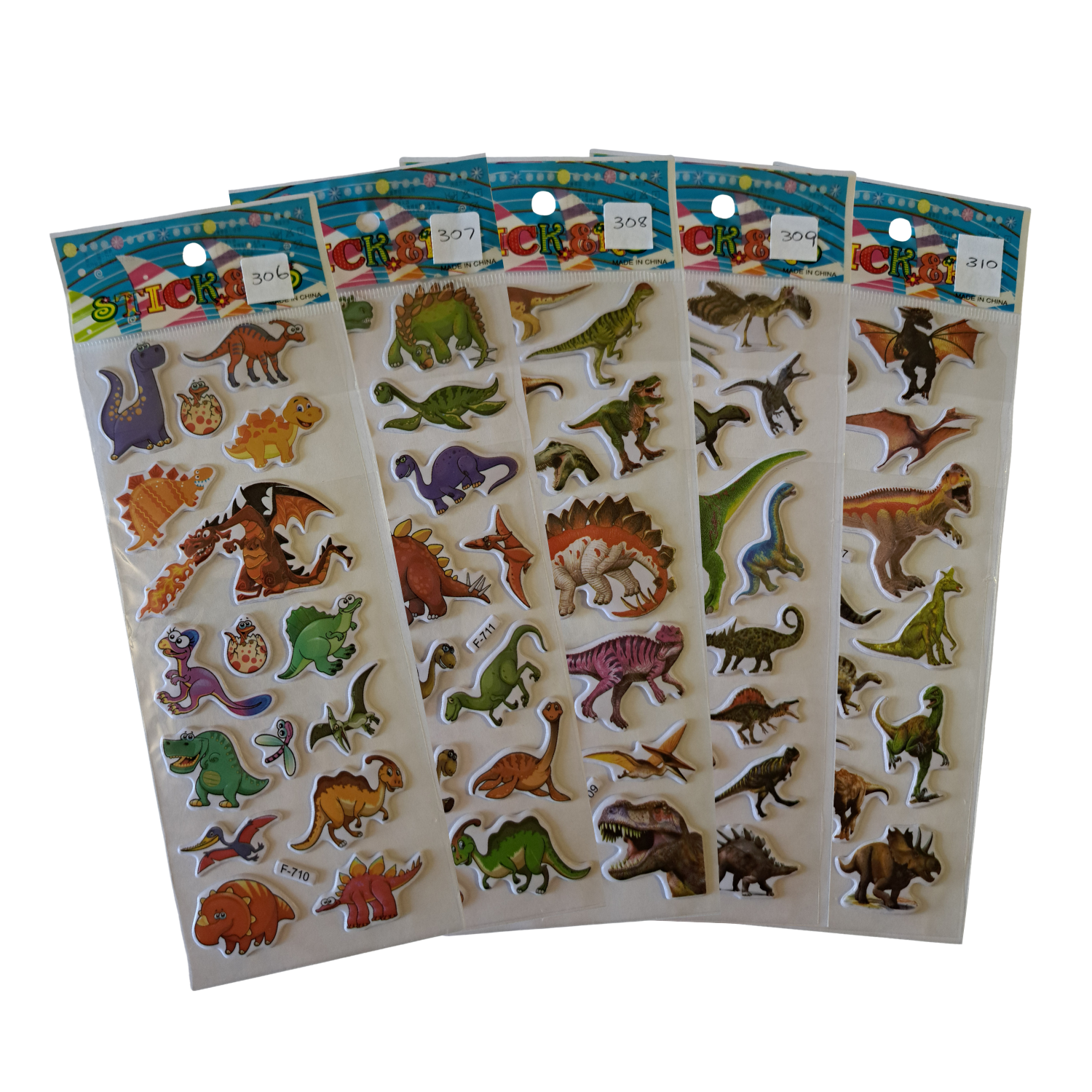 Dinosaur Puffy Sticker Sheet. 306 - 310