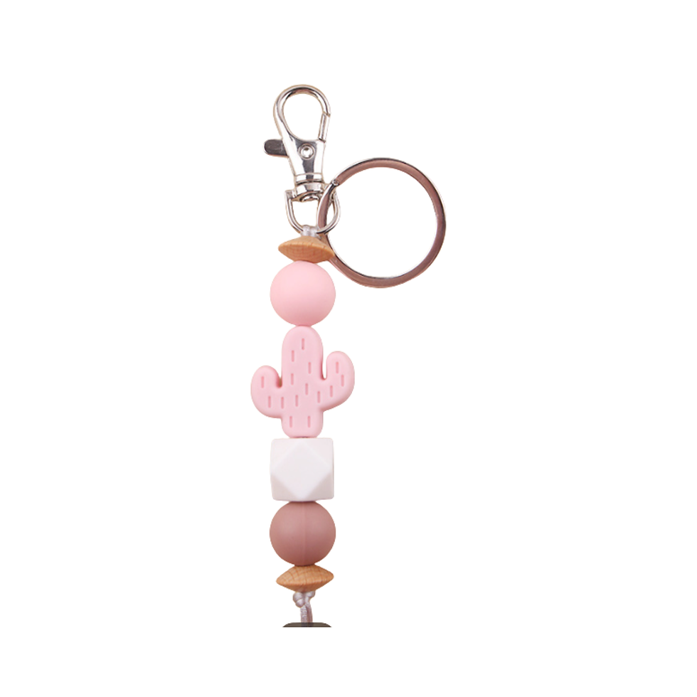 Thumbnail: Silicone Bead Cactus Keyring.
