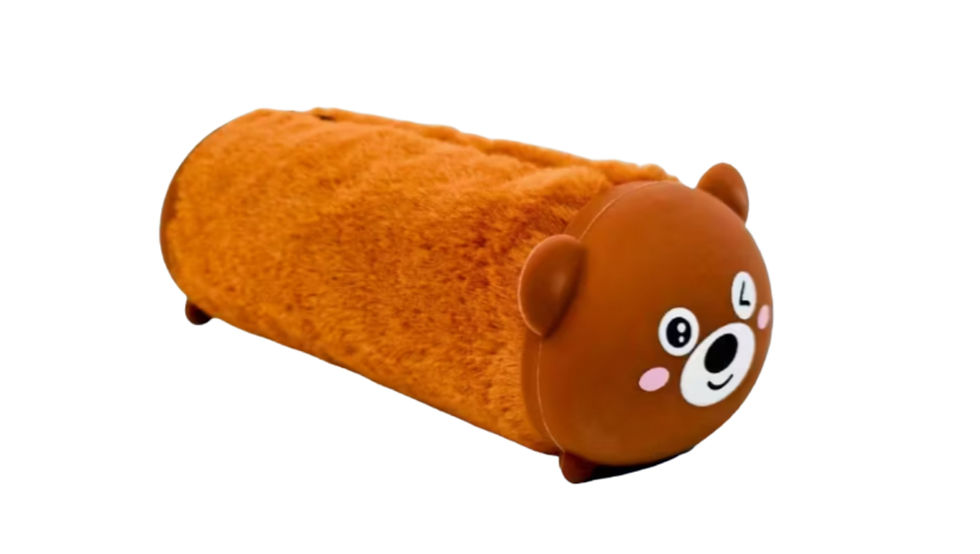 Thumbnail: Plush Zipper Case With Silicone Face. Approx. 21cm x 8.5cm