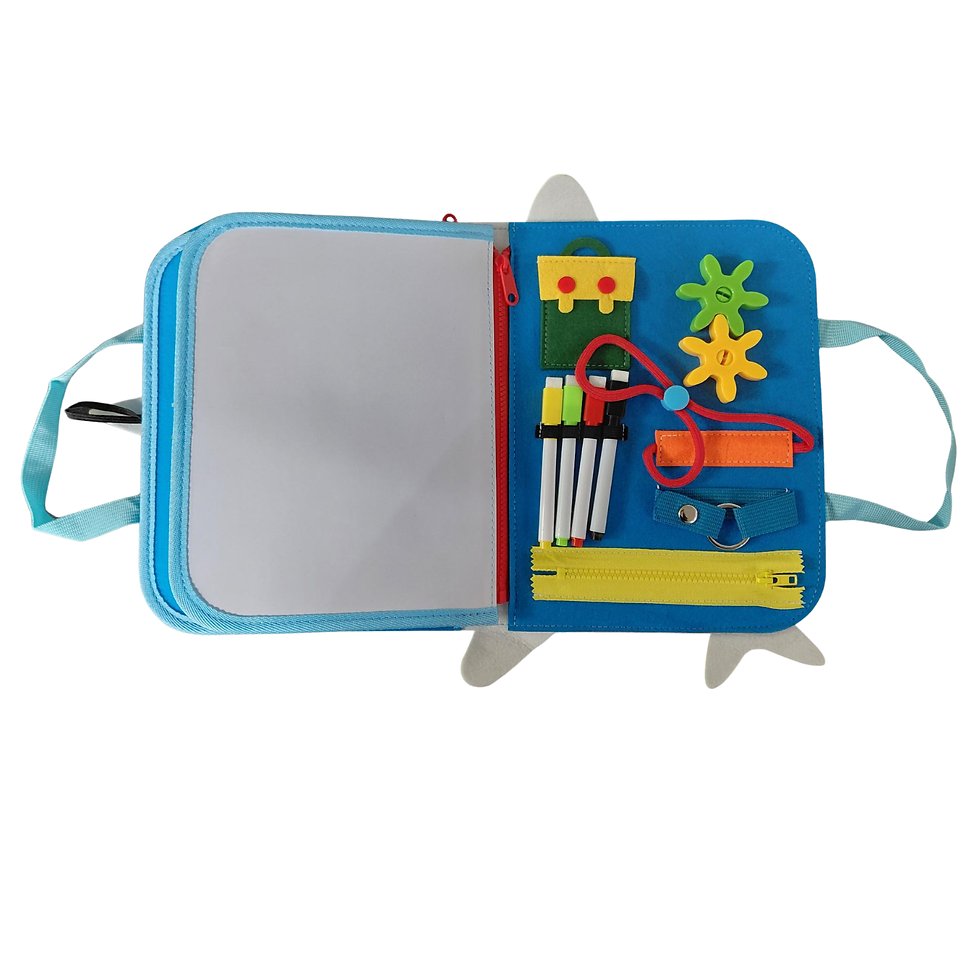 Thumbnail: Montessori Felt Activity Book. Blue Baby Shark.  Approx 28cm x 22cm.