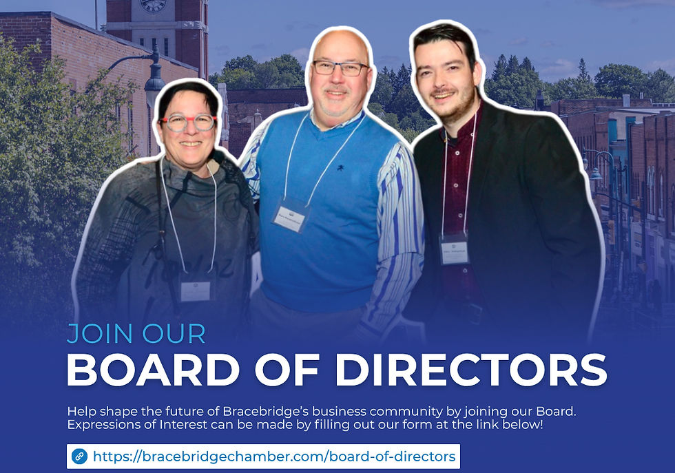 The Bracebridge Chamber of Commerce is looking for community-minded business leaders to join our Board of Directors.