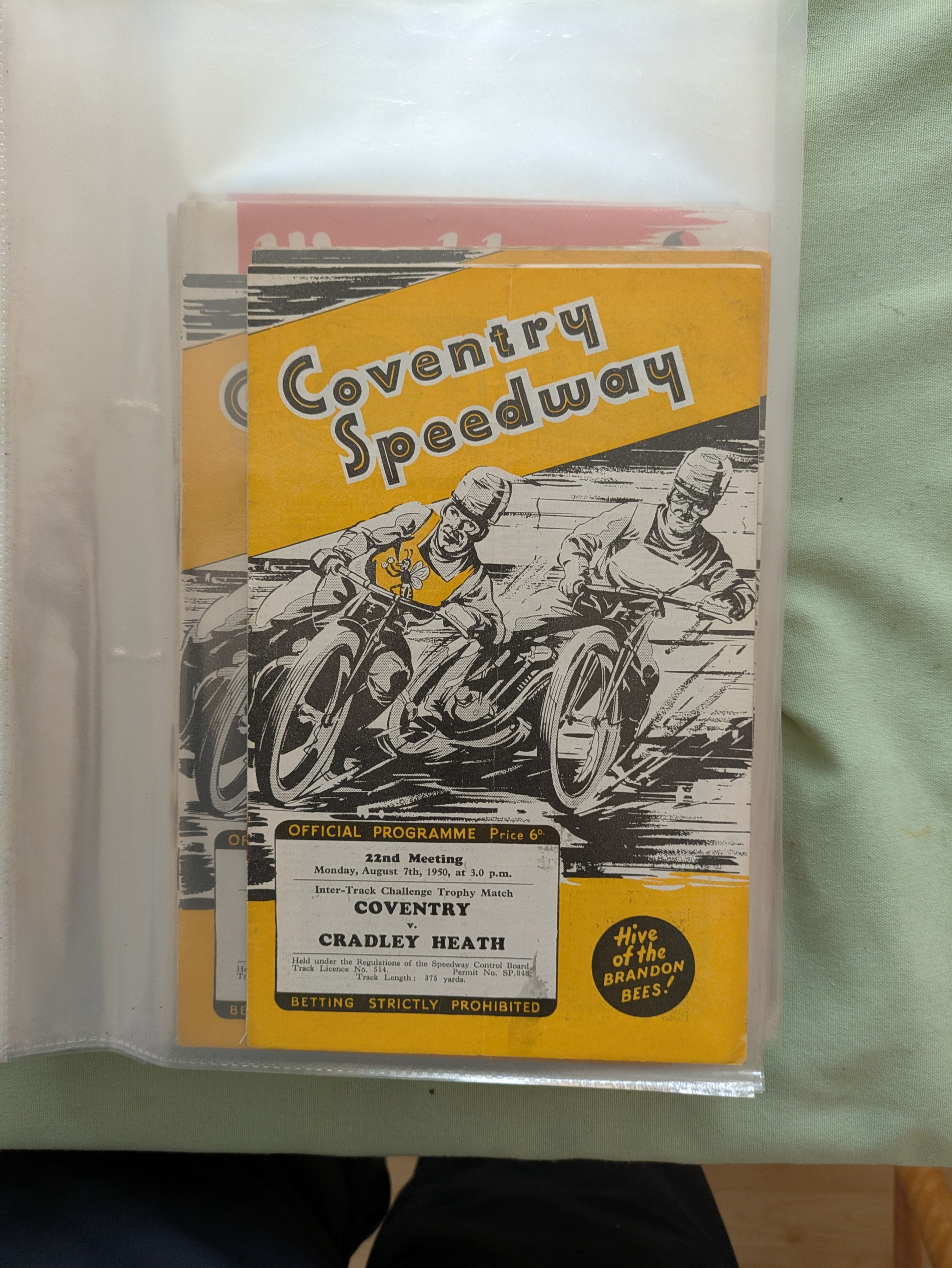 COVENTRY BEES SPEEDWAY PROGRAMME 1950 v CRADLEY HEATH 07/08/1950