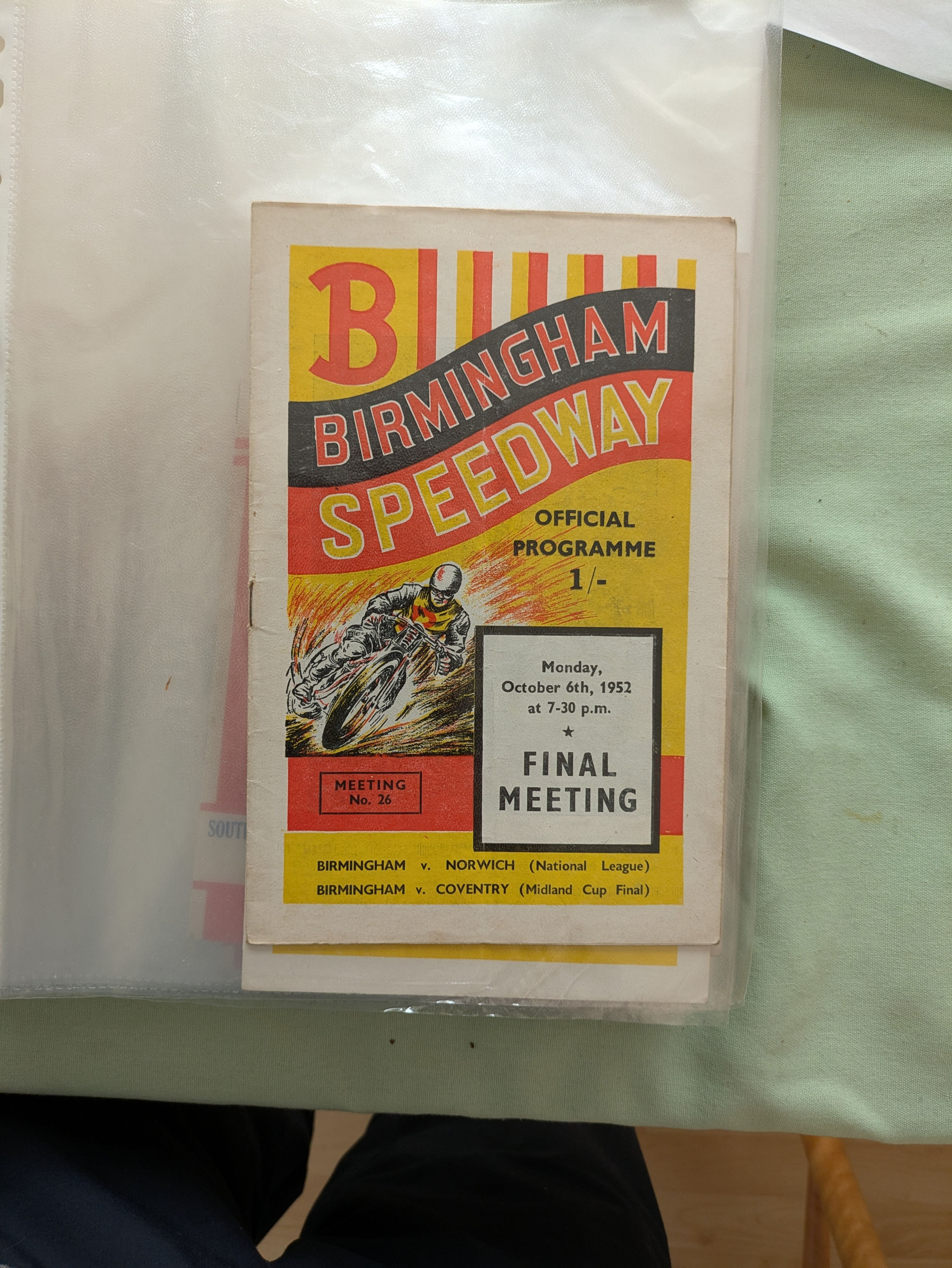BIRMINGHAM SPEEDWAY PROGRAMME 1952 v NORWICH and v COVENTRY 06/10/52