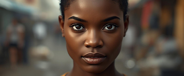 A woman peacefully focused on her goals. The distractions of her life have blured away..jp