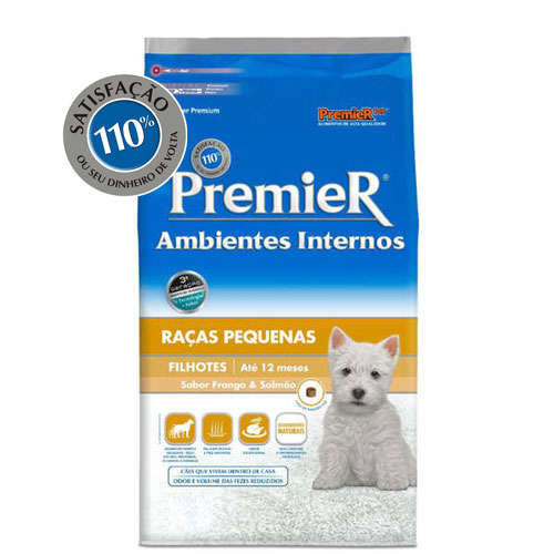 Premier Pet Ambientes Internos Cães Filhotes Frango e Salmão 1kg