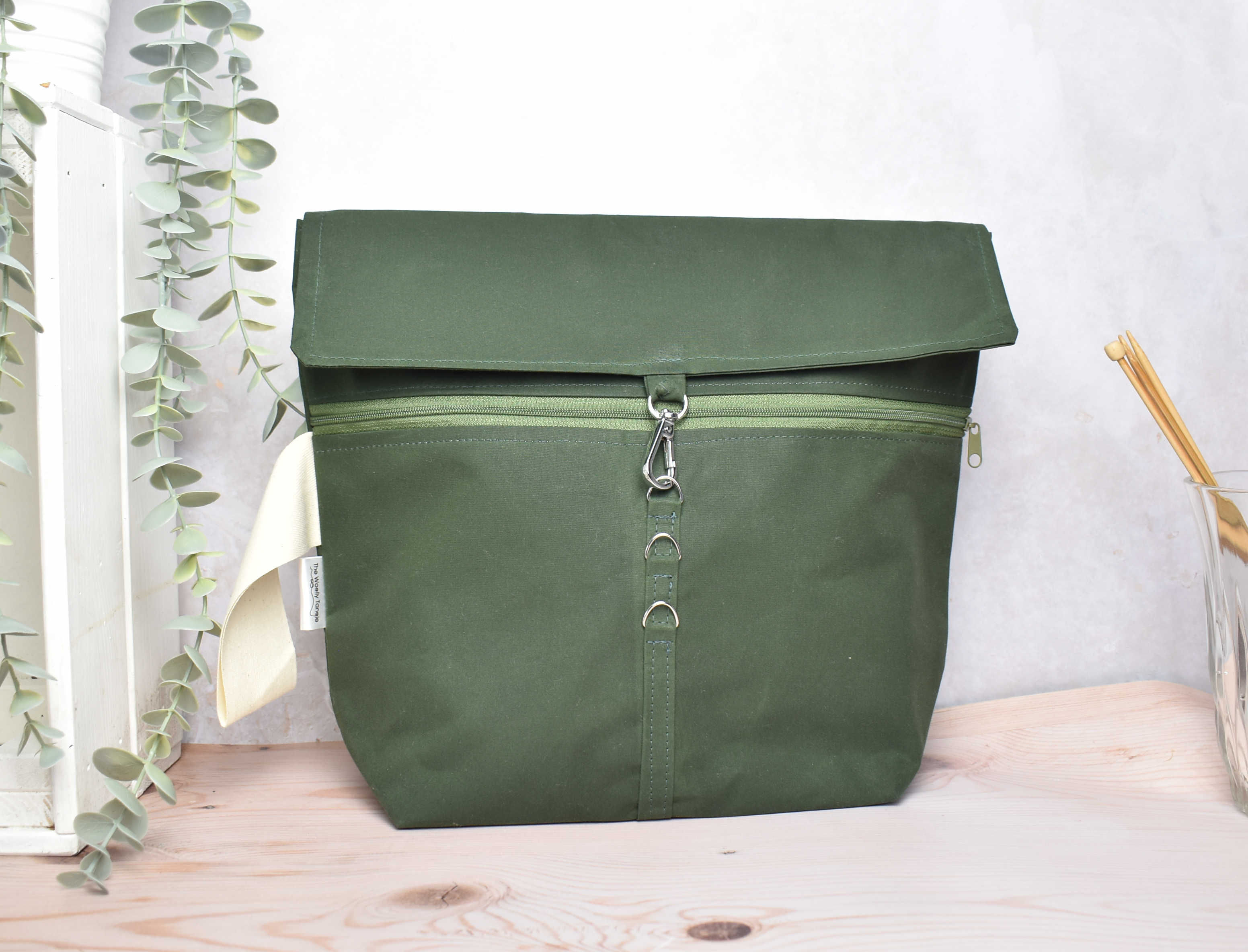 Large waxed cotton bag - Forest Green