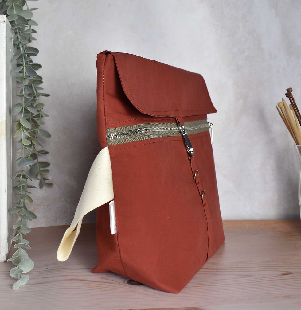Thumbnail: Large waxed cotton bag - terracotta