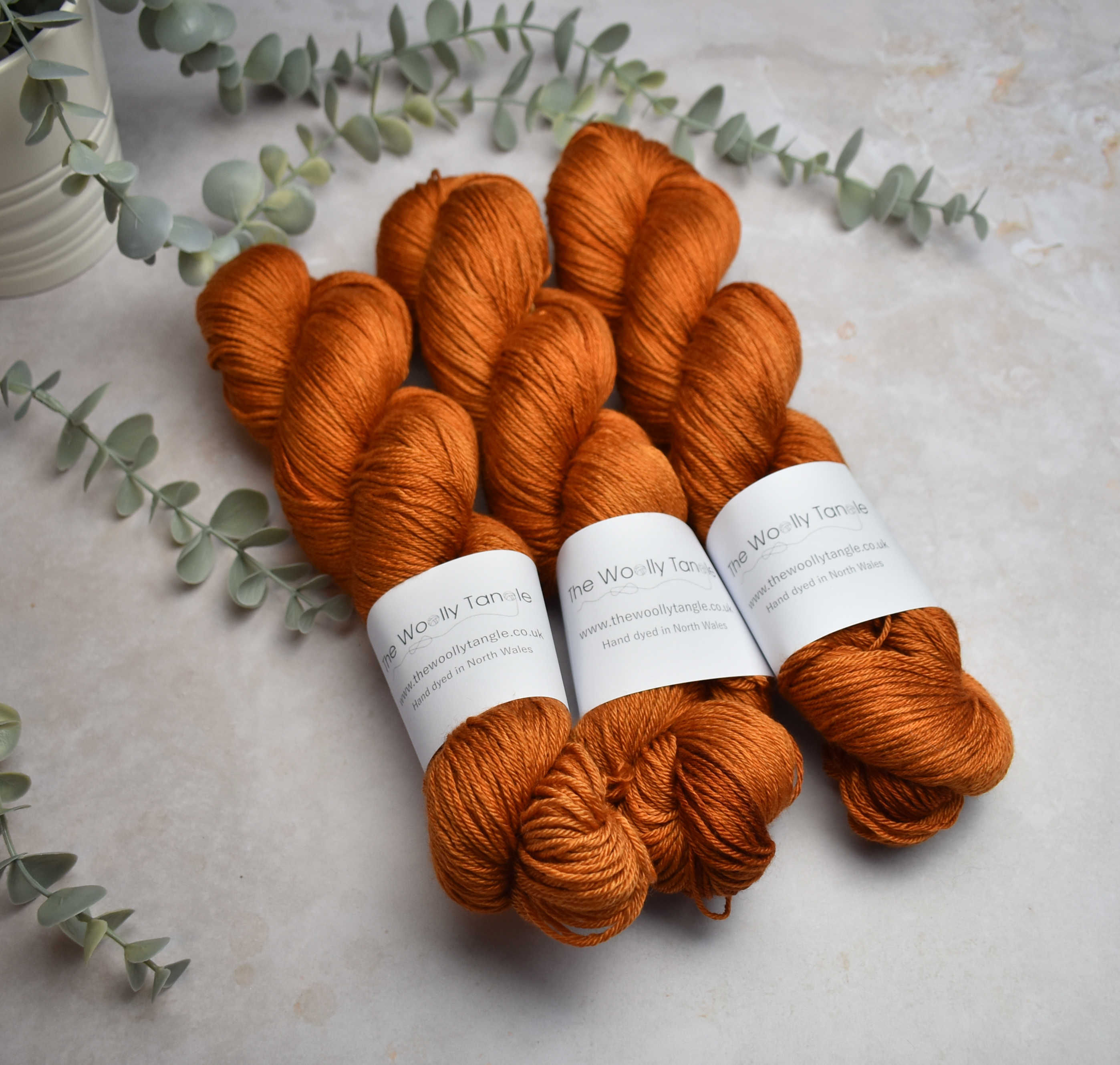 Ginger - merino silk 4ply hand dyed yarn