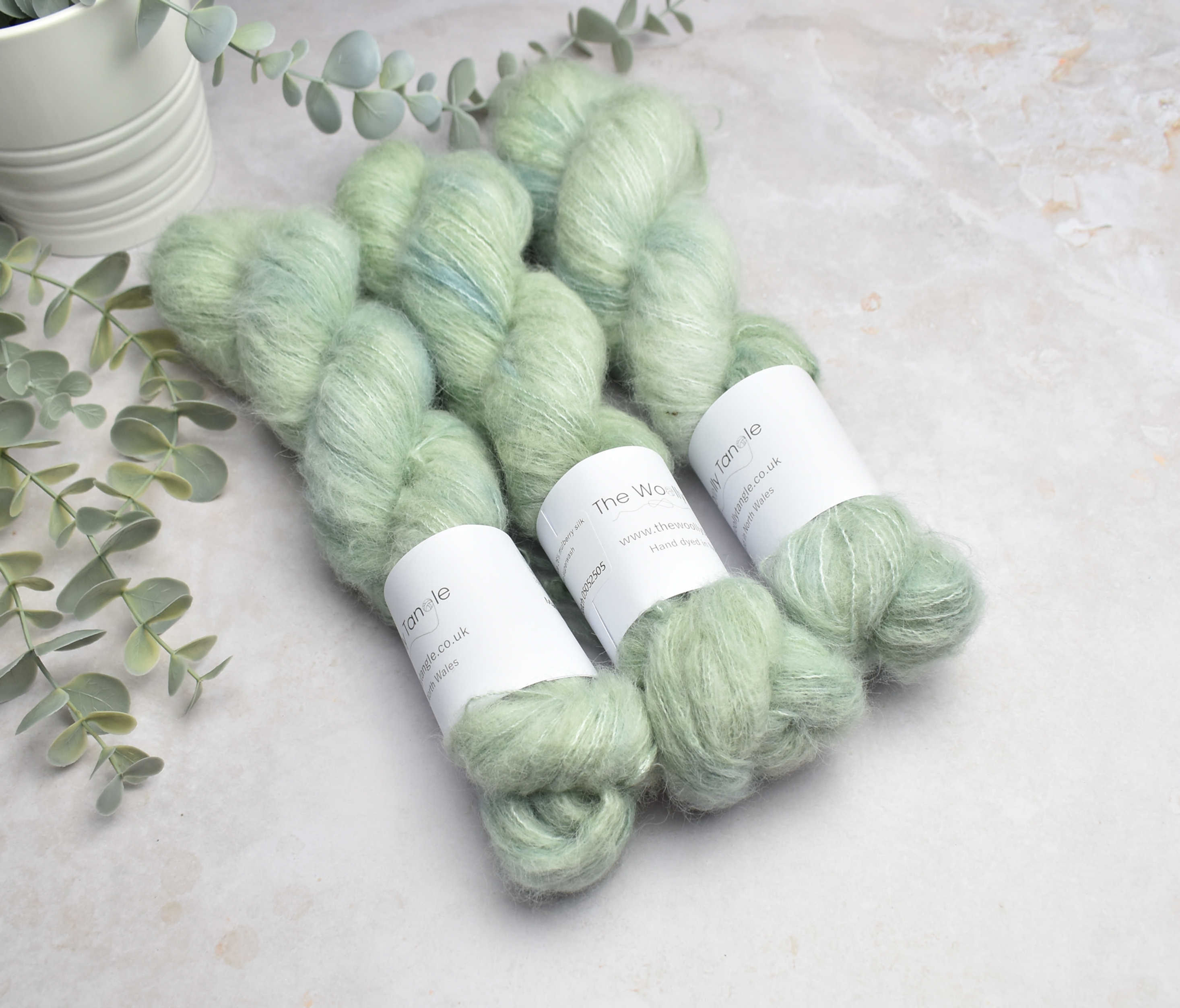 Marram grass alpaca silk fluff, 50g, handdyed suri fluff laceweight