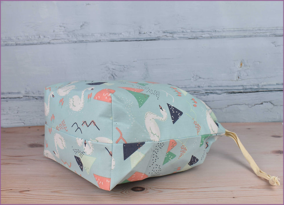 Thumbnail: Large drawstring project bag - swans