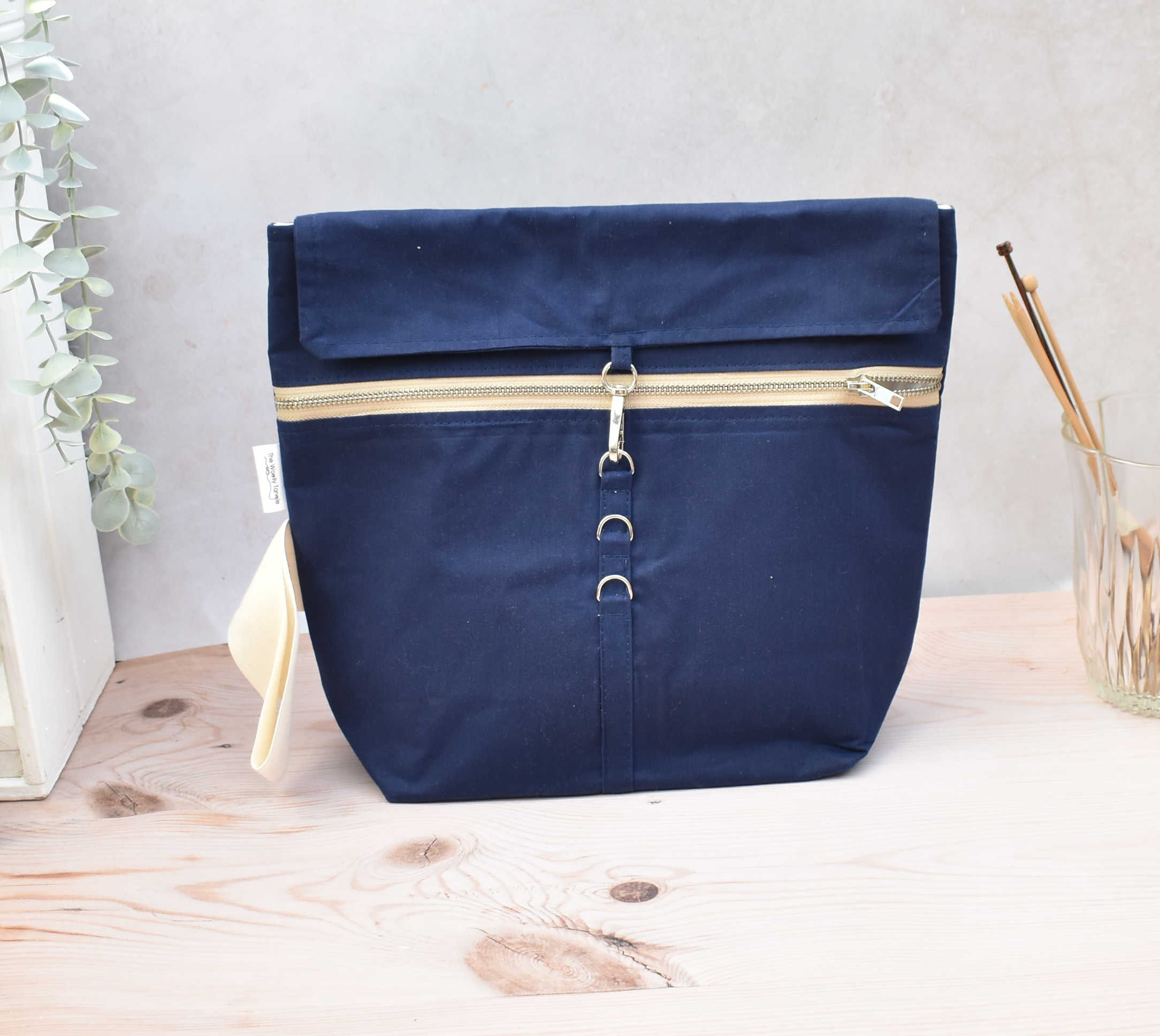 Waxed cotton bag - large blue