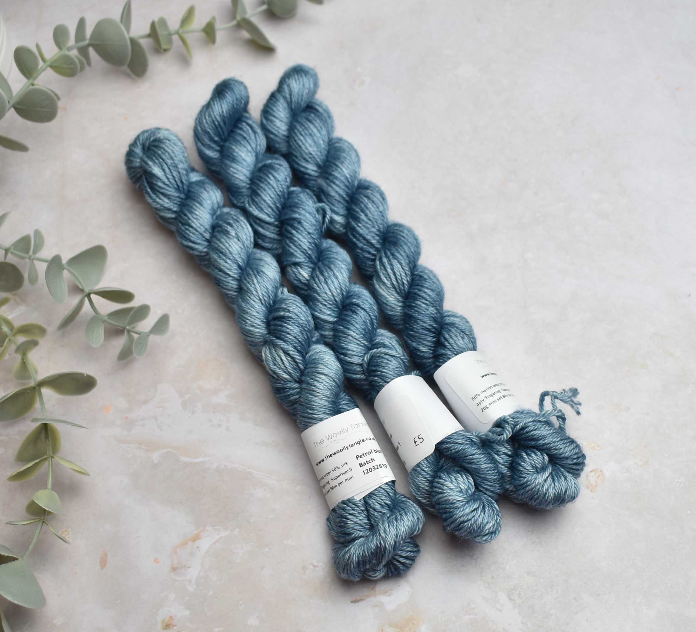 Petrol blue 1 - 20g miniskein - merino silk 4ply