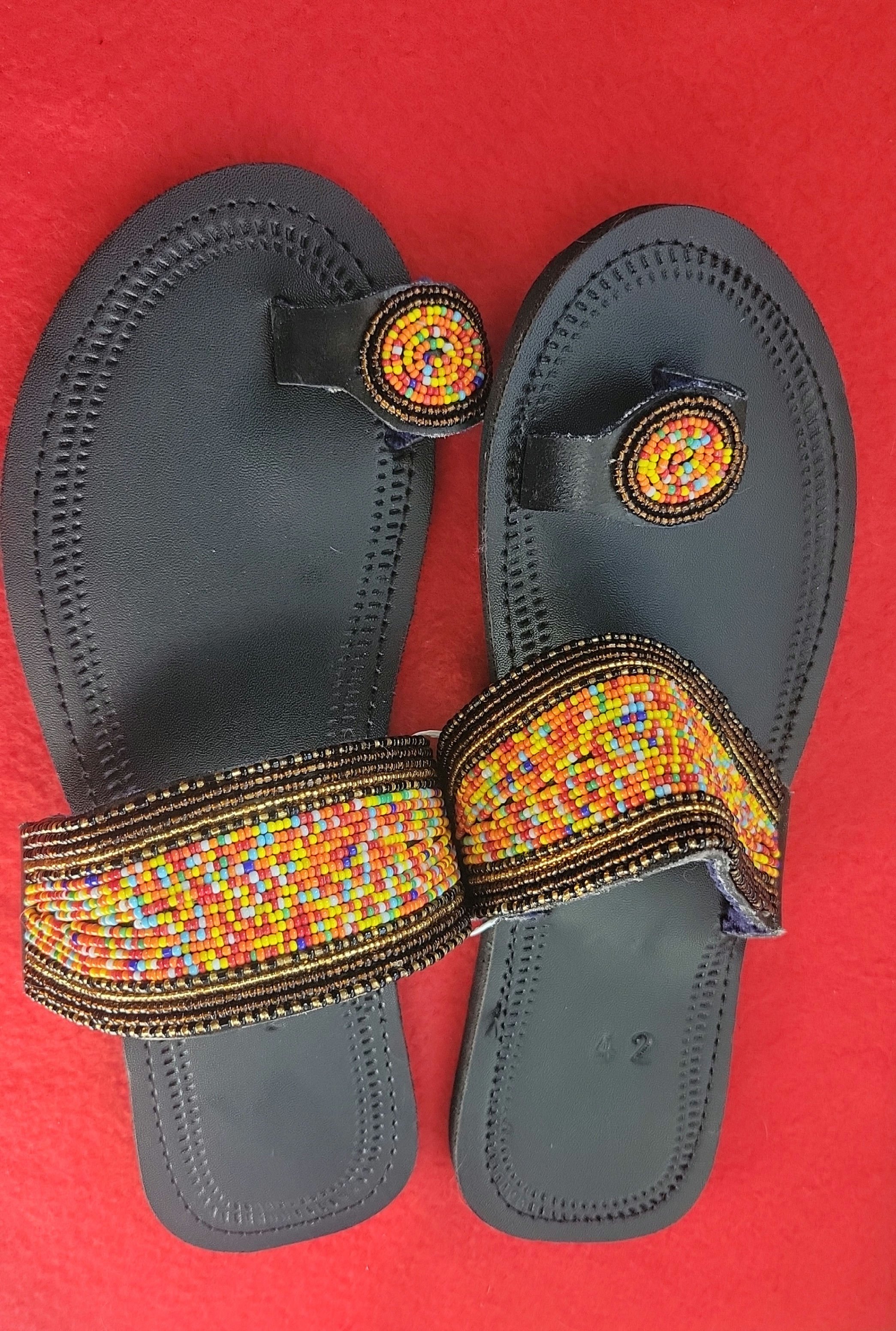 African beaded sandles fits shoe size 10