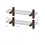 Thumbnail: Side angle showing T-shaped walnut support and clear glass shelves
