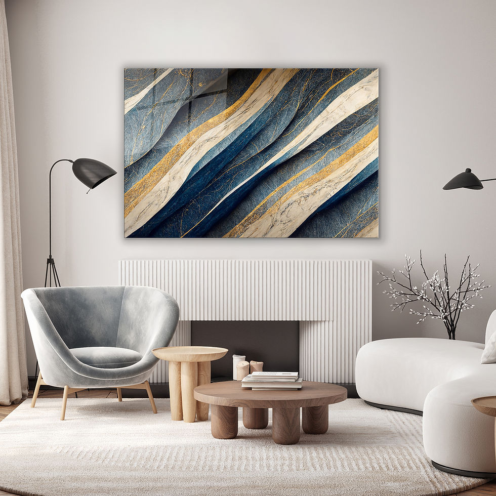 Thumbnail: Blue and Gold Marble Wall Art
