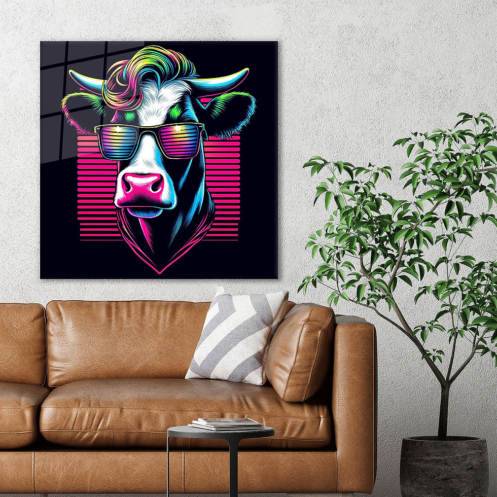 bull glass printing wall art