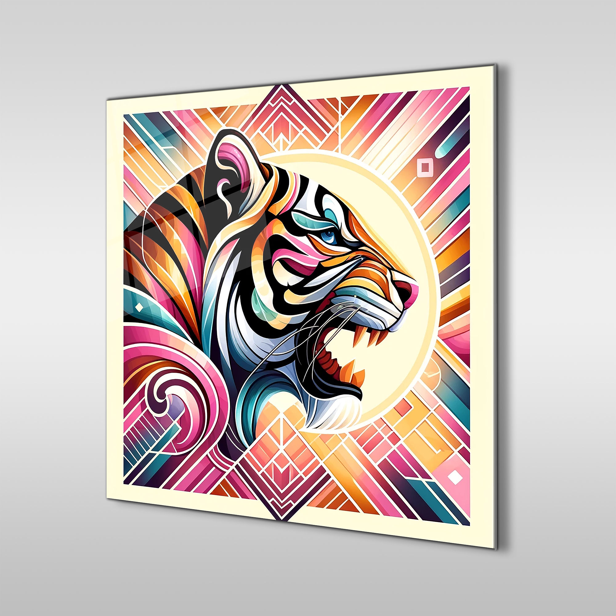 malayan tiger glass printing wall art