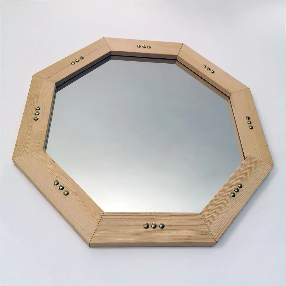 Thumbnail: Wooden and Brass Decorative Mirror