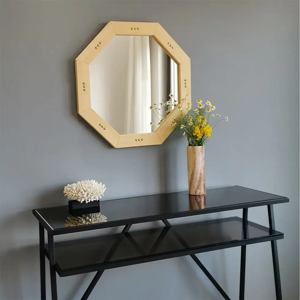 Thumbnail: Wooden and Brass Decorative Mirror