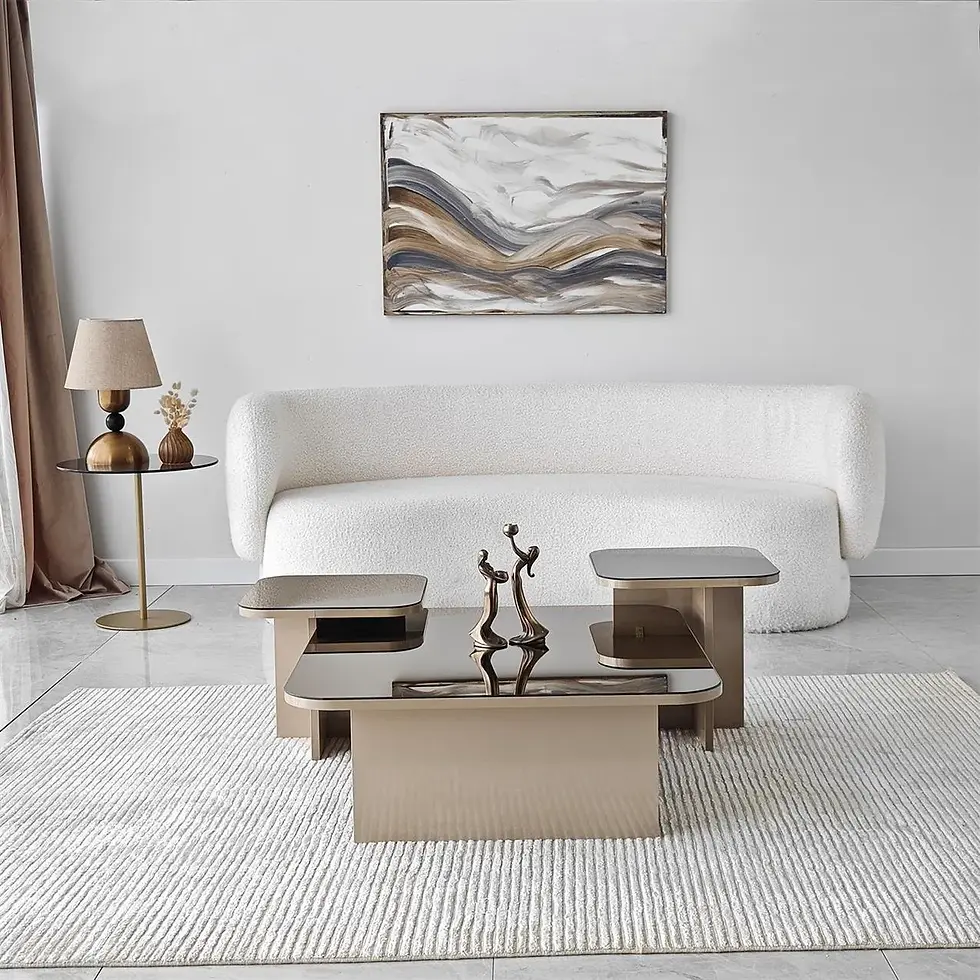 Thumbnail: Jazz Coffee Table Set / Beige & Bronze Mirror