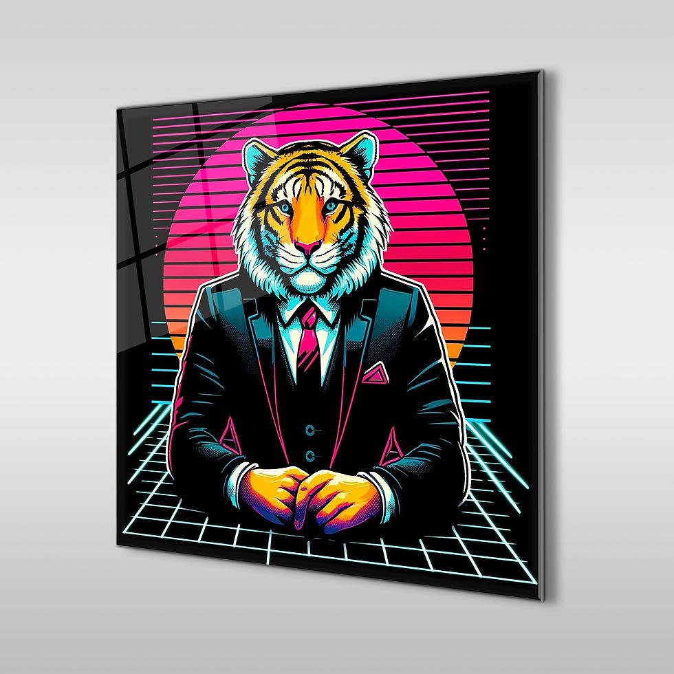 tiger illustration glass printing wall art