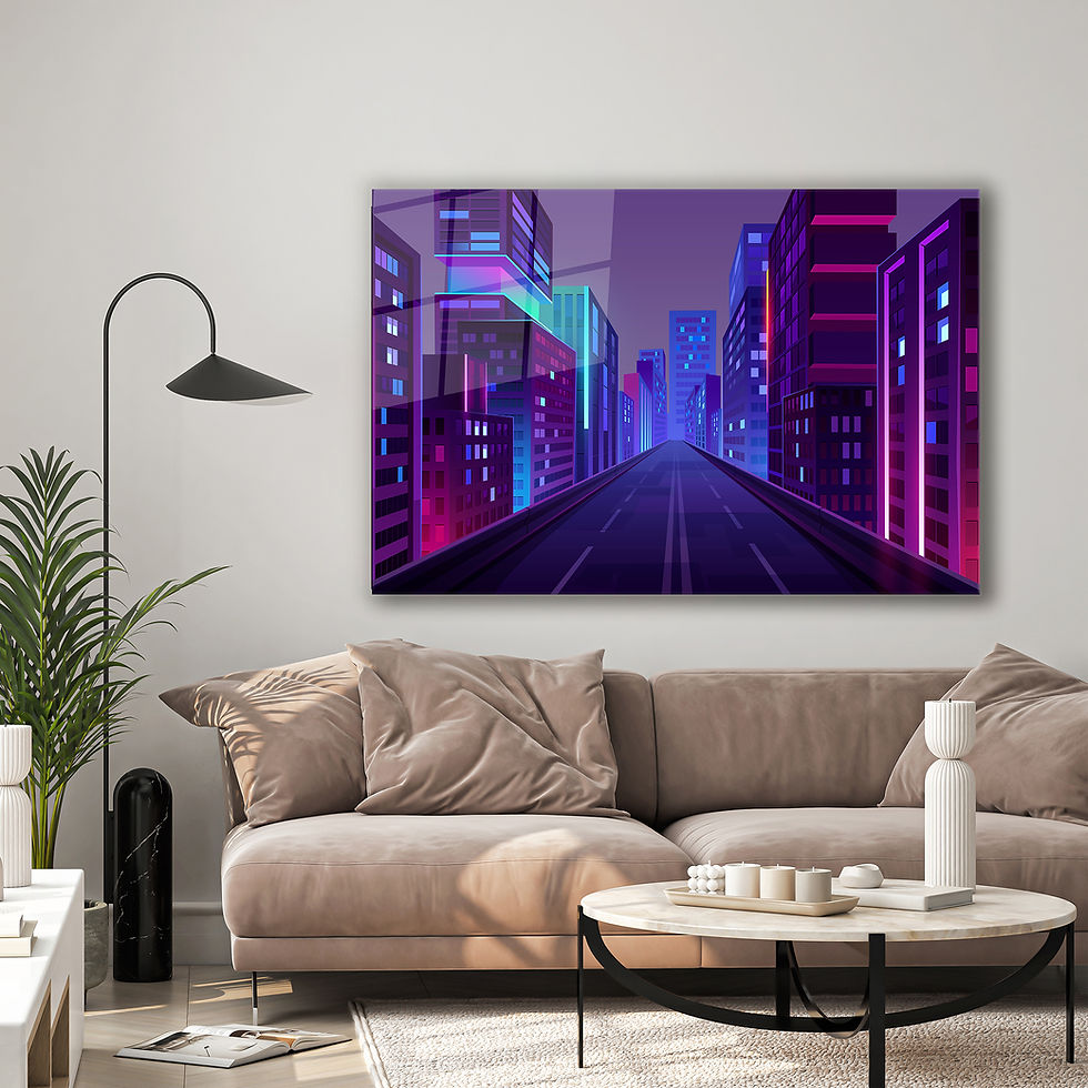 Thumbnail: Futuristic Night City Glass Wall Art