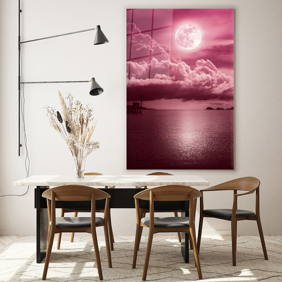 Thumbnail: Pink Full Moon on the Sea Wall Art