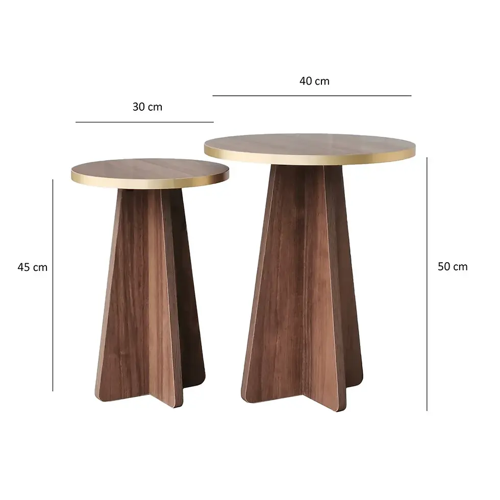 Thumbnail: Mushroom 2-Piece Coffee Table Gold / Walnut&Gold