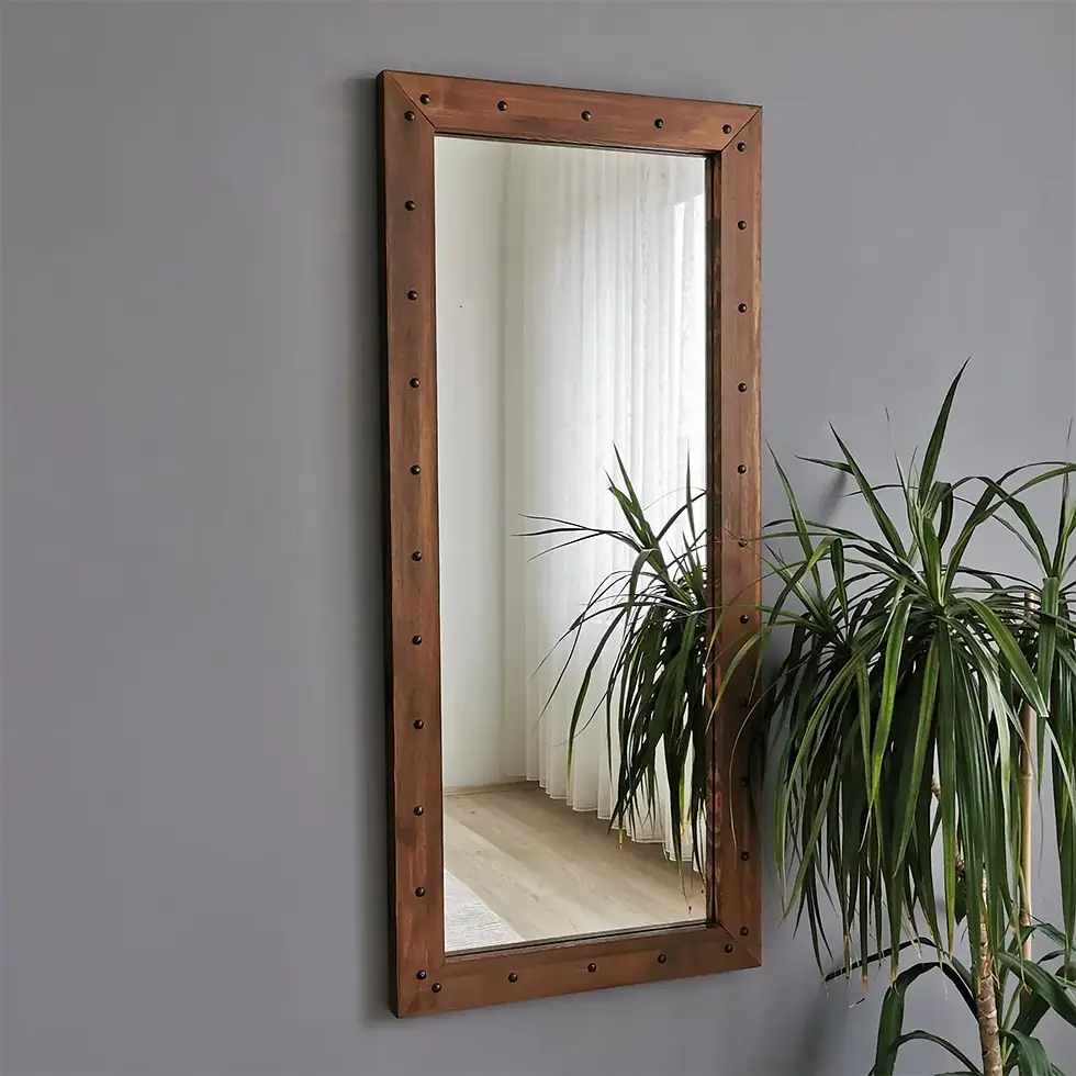 Thumbnail: Wooden Staple Walnut Mirror (No:2)