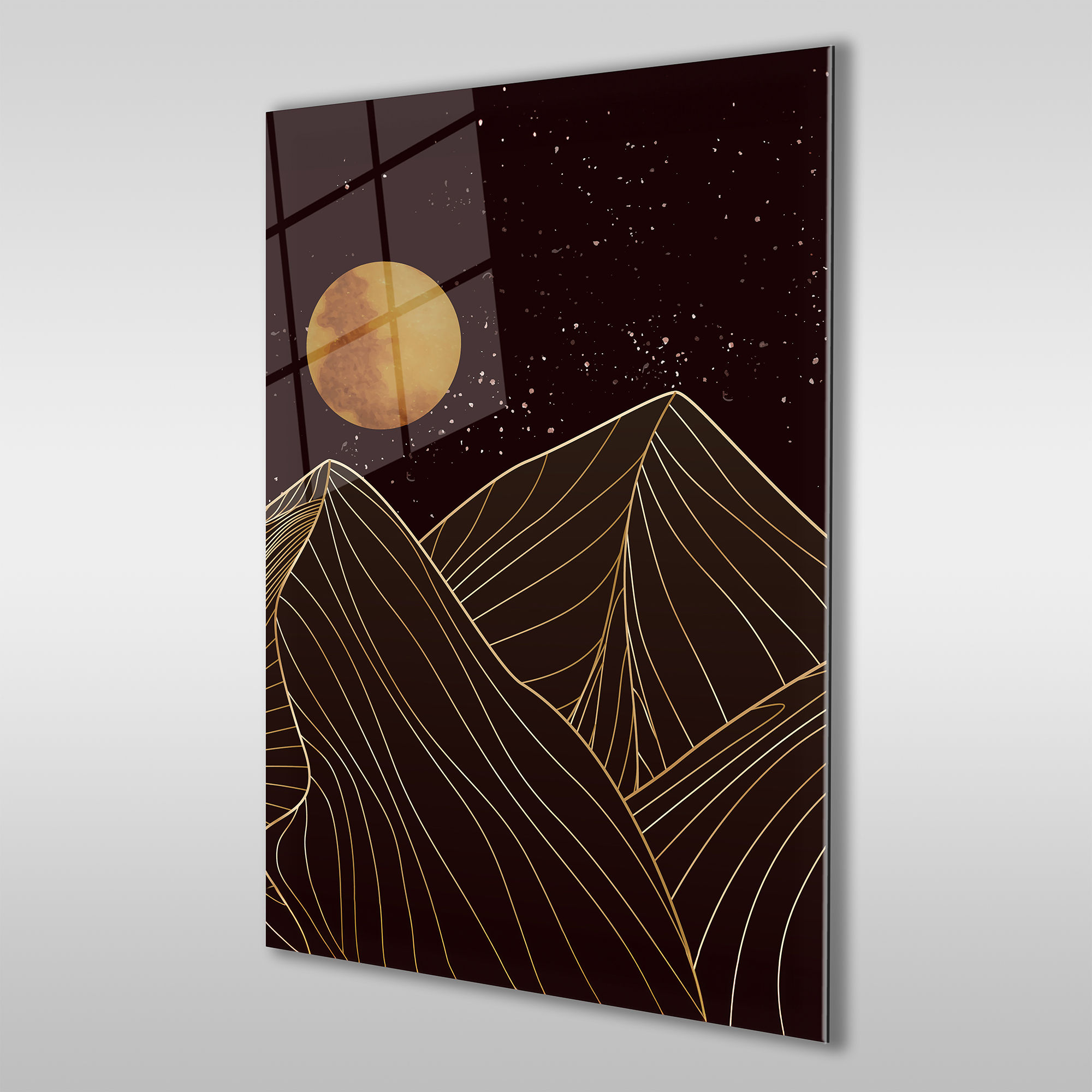 Mountains Golden Line Wall Art
