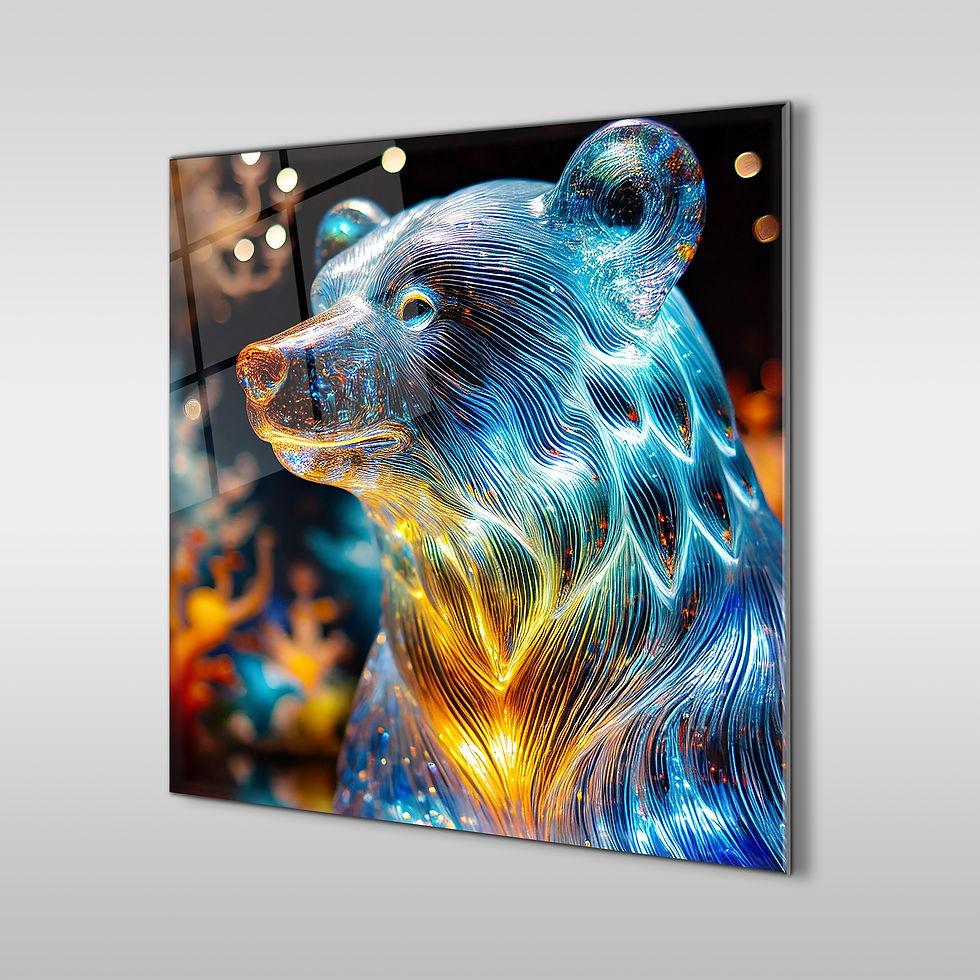 bear glass printing wall art