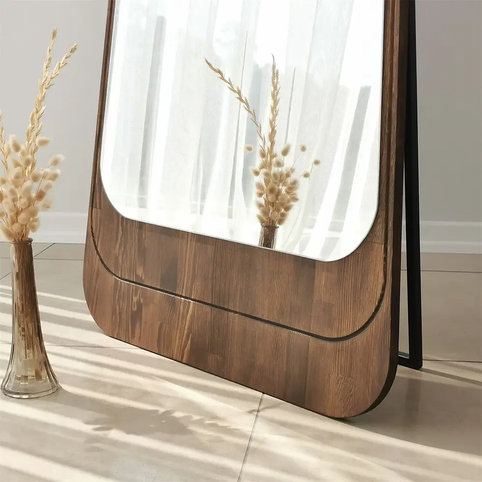 Thumbnail: Smooth Solid Full-Length Mirror / Walnut Color