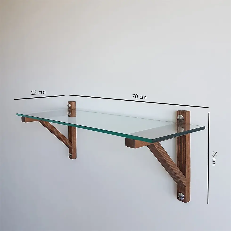 Thumbnail: Dimensiond of the Wall Shelf Bookcase – Clear Tempered Glass / Walnut