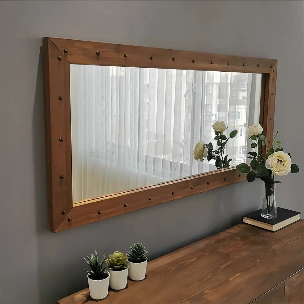 Thumbnail: Wooden Staple Walnut Mirror (No:2)