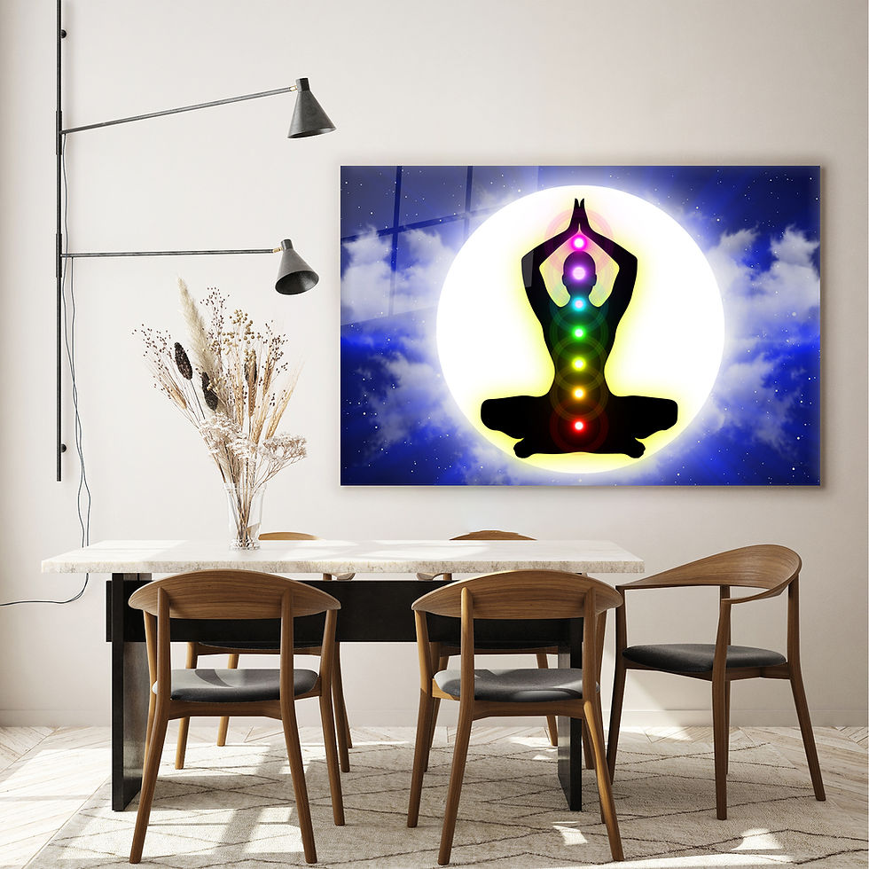 Thumbnail: Seven Chakra with Blue Background Wall Art