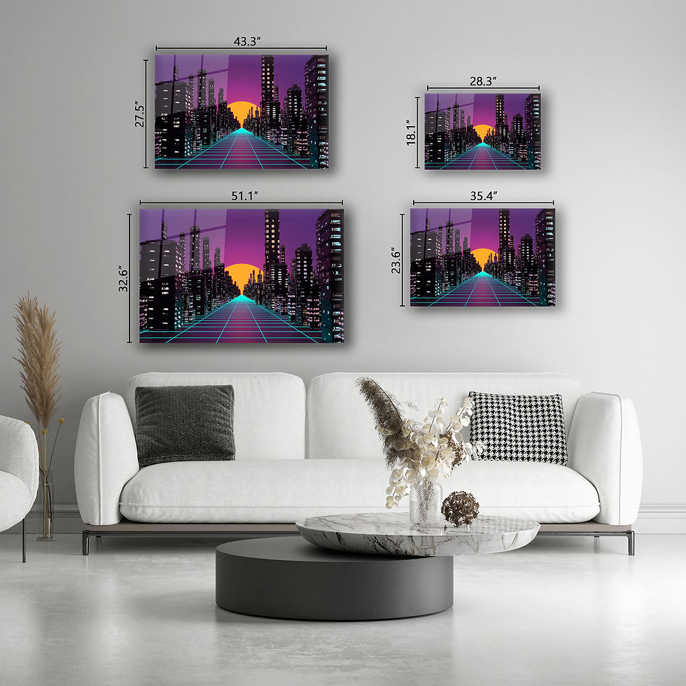 Thumbnail: Retro Cityscape Glass Wall Art