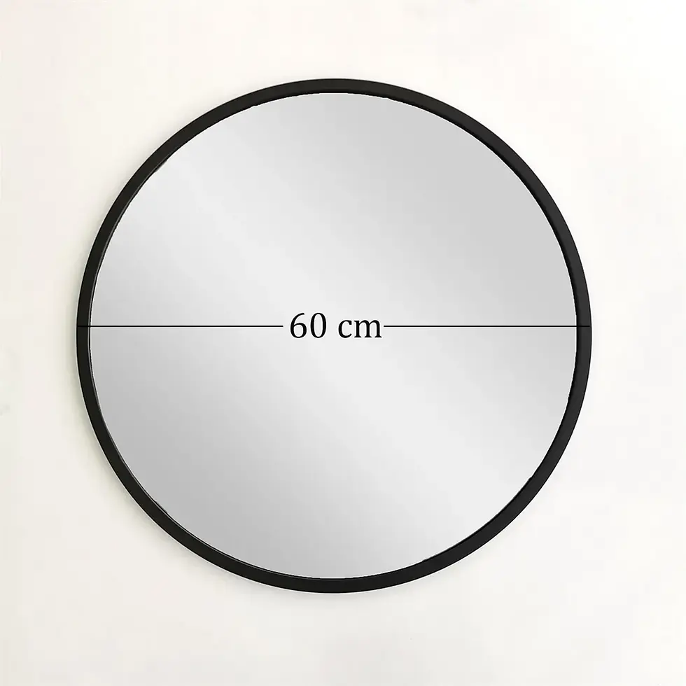 Thumbnail: Black Metal Frame Round Mirror