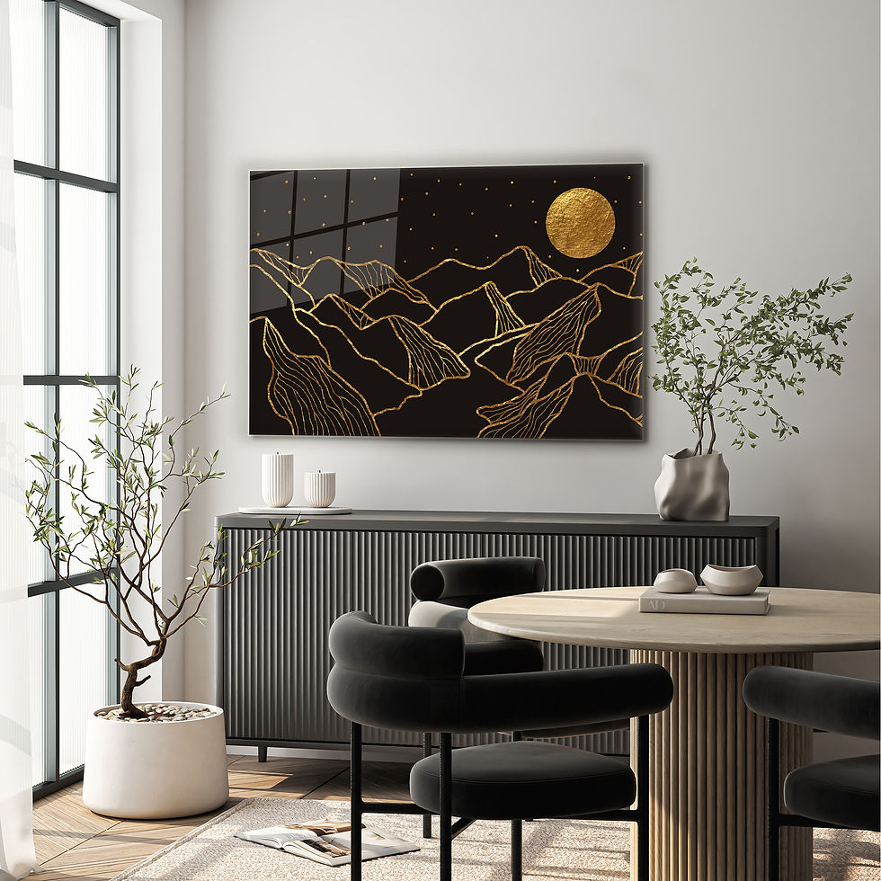 Gold Abstract Mountain Painting Wall Art