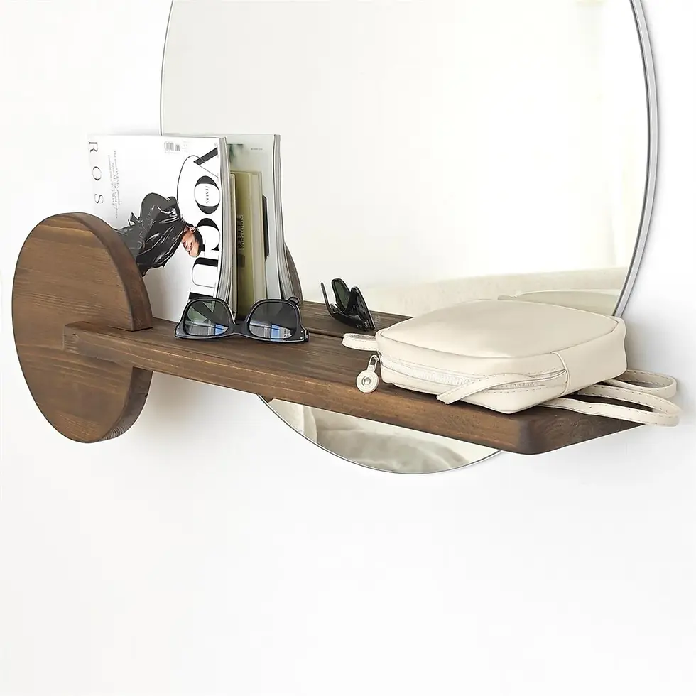 Thumbnail: Close-up of Flotal-E mirror surface and solid wood shelf edge