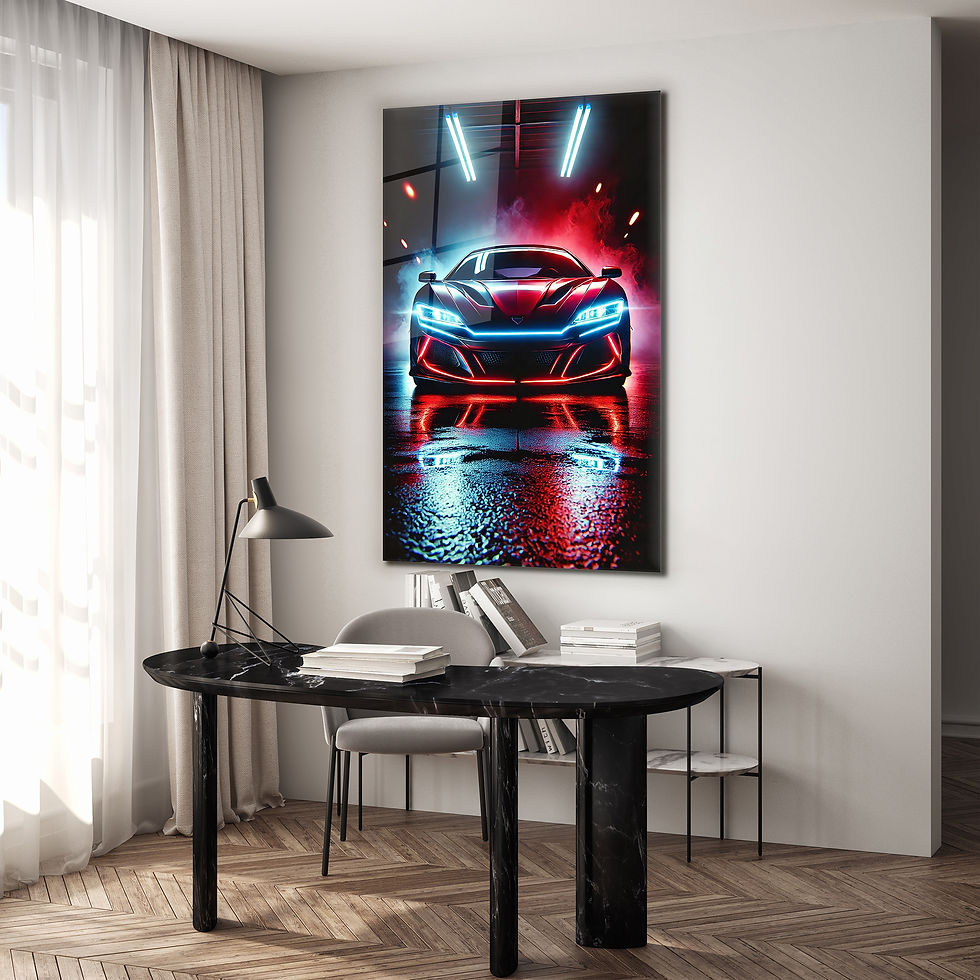 Thumbnail: Sports Car with Neon Lights Wall Art