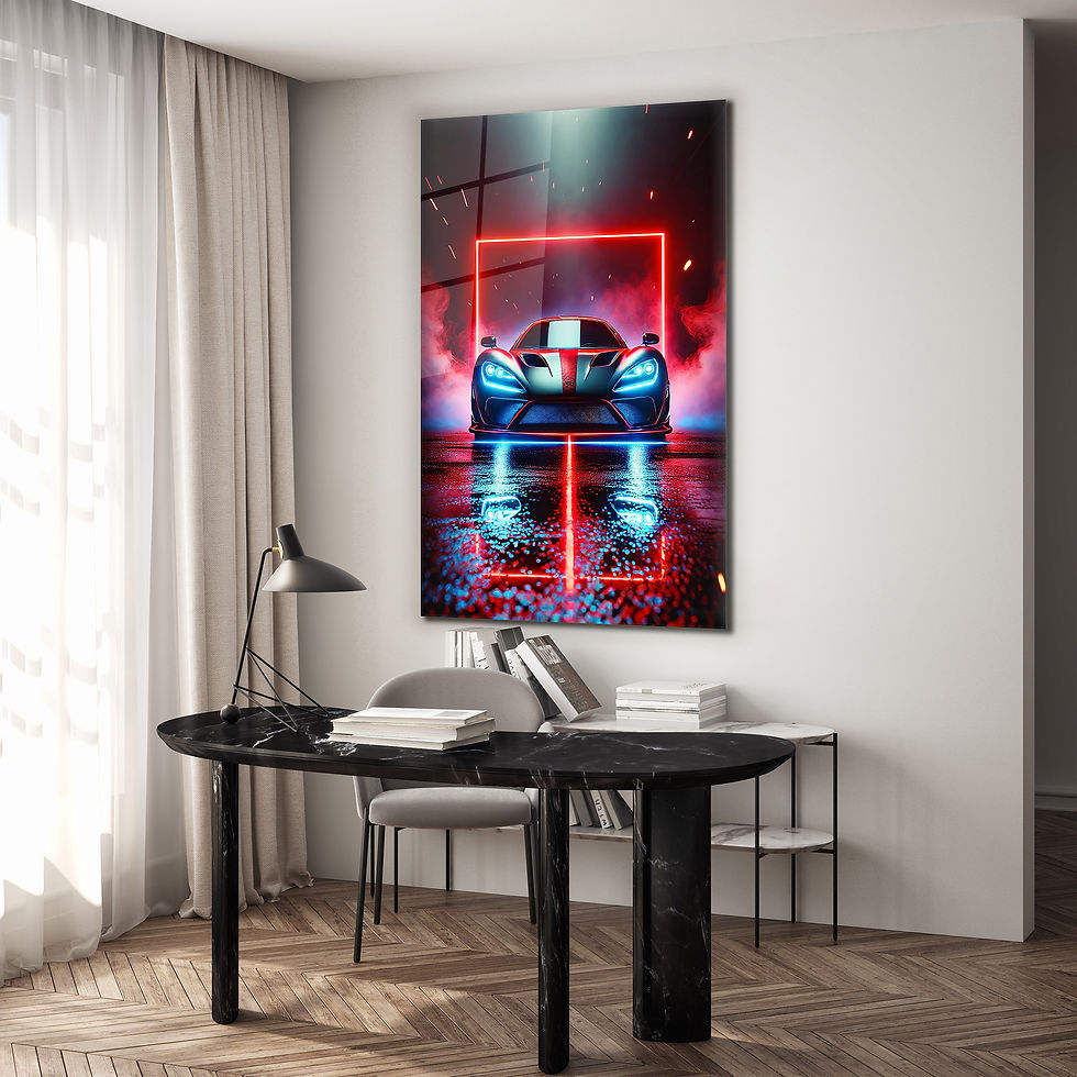 Thumbnail: Sports Car Under Neon Lights Wall Art