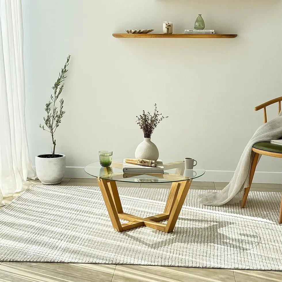 Thumbnail: Lotus Glass Coffee Table / Teak&Clear Glass