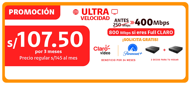 Promocion 107.50 internet + Cable