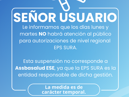 Atención usuarios EPS SURA.