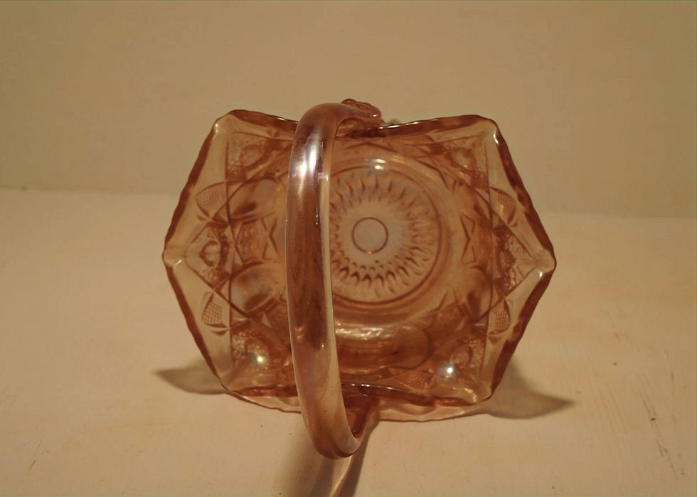 Thumbnail: L.E. Smith Glass Co. Pink Iridescent Carnival Glass Basket