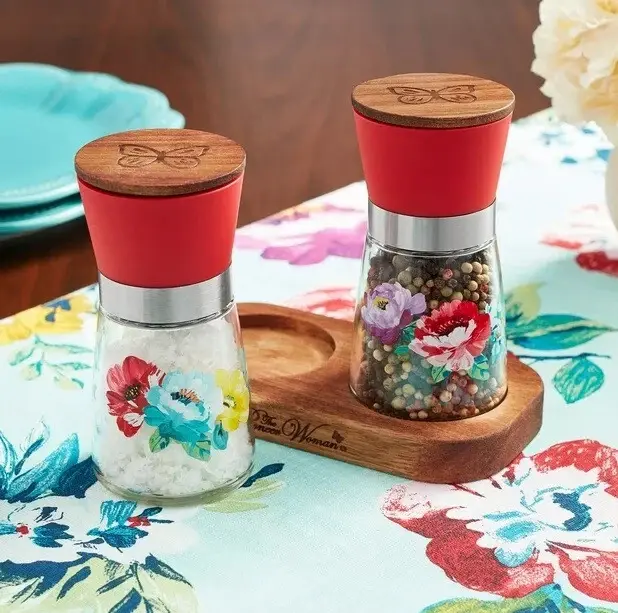 The Pioneer Woman Sweet Romance 3-Piece Salt & Pepper Grinder Set