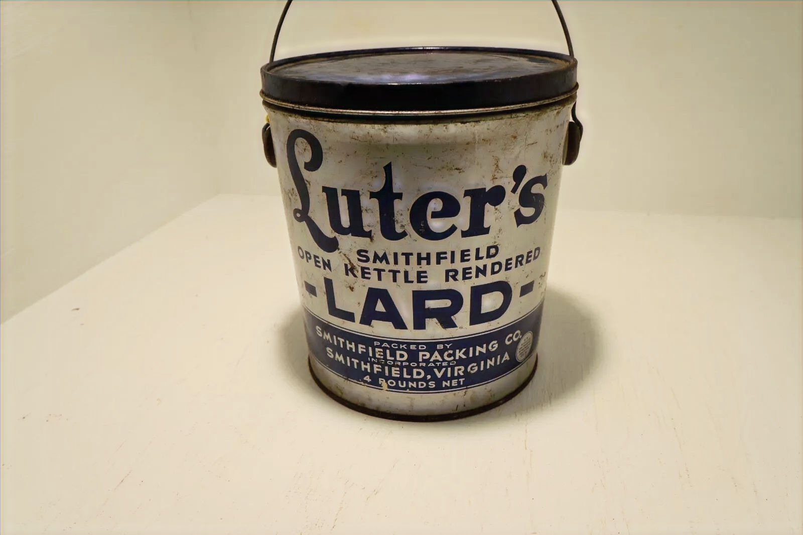 Vintage Luter's Smithfield Pure Lard Tin Can