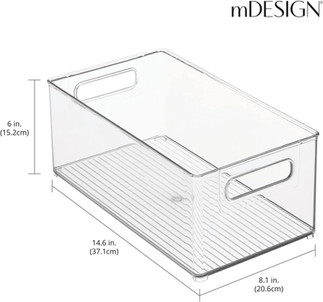 mDesign Acrylic Plastic Kitchen Pantry Organizer Bin 14 inches by 8 inches by 6 inches Amazon