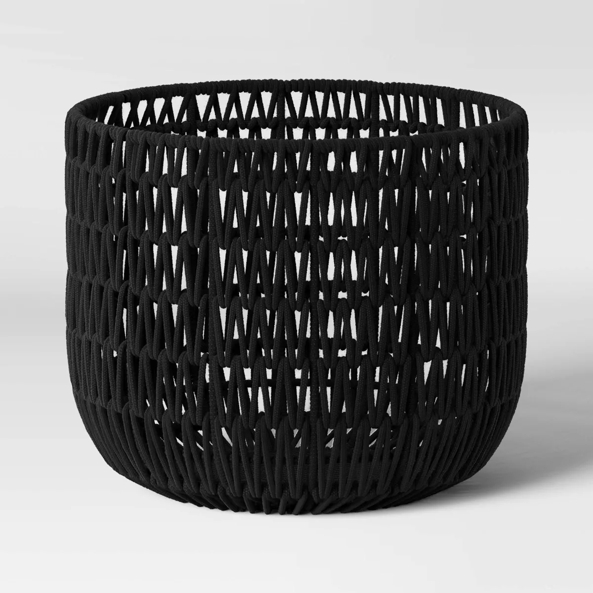 Black Rope Basket Threshold Target Woven Polyester and Cotton Decorative Storage Organizer, Round Shape 16 Inches Width